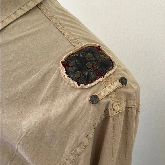 Men's Casual Button Down Shirt - Tan - Picture 4 of 16